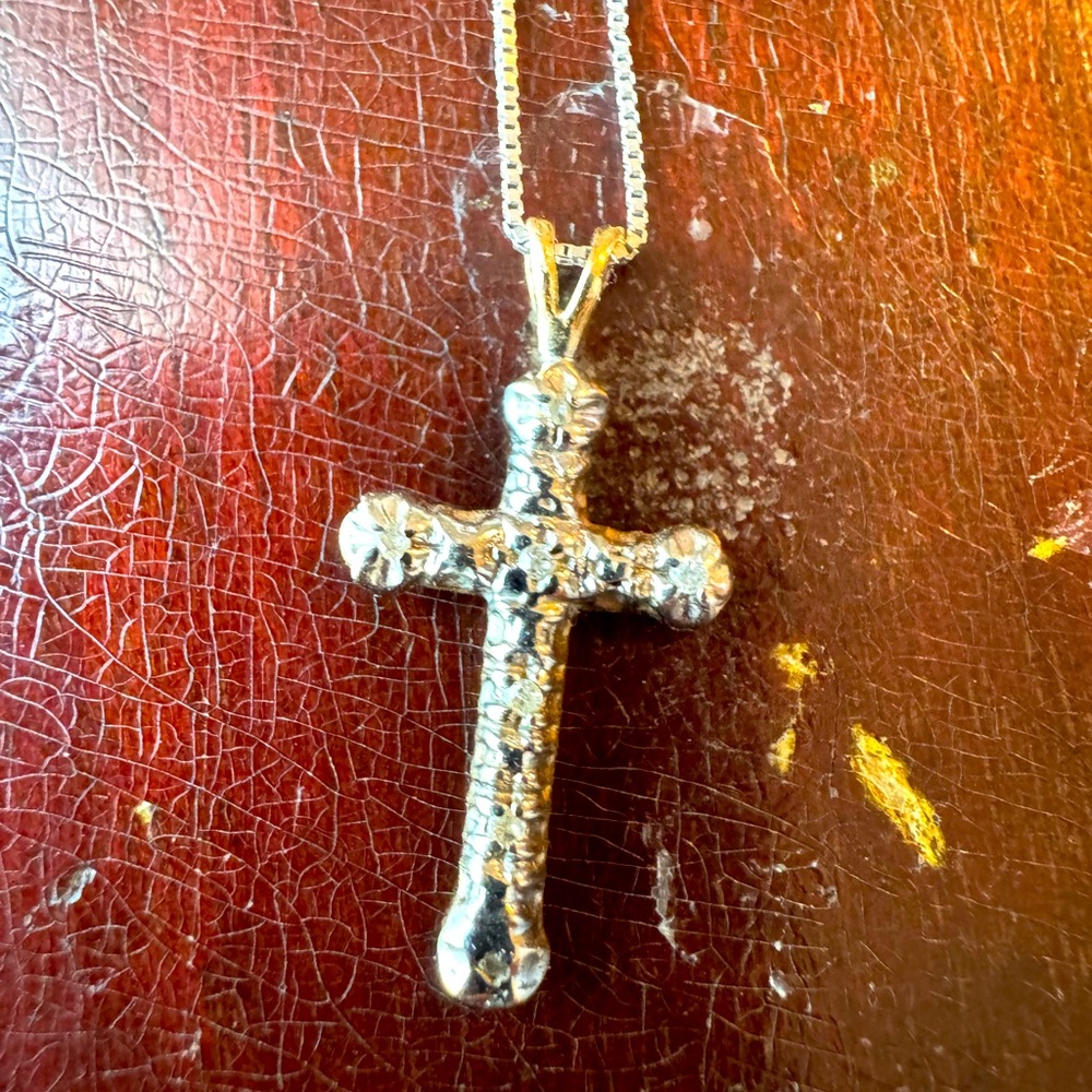 Antique Gold and Diamond Cross Necklace